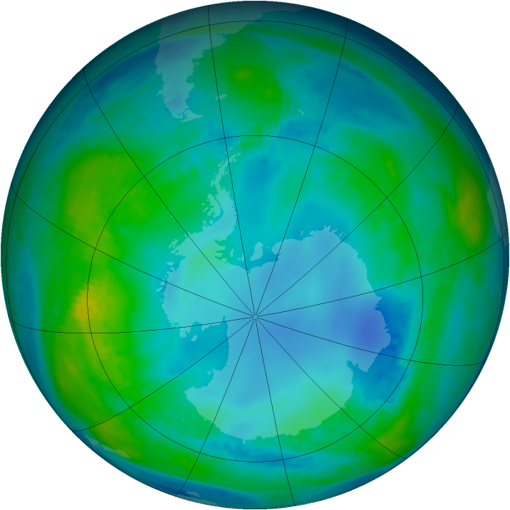 Antarctic ozone map for 16 May 1988